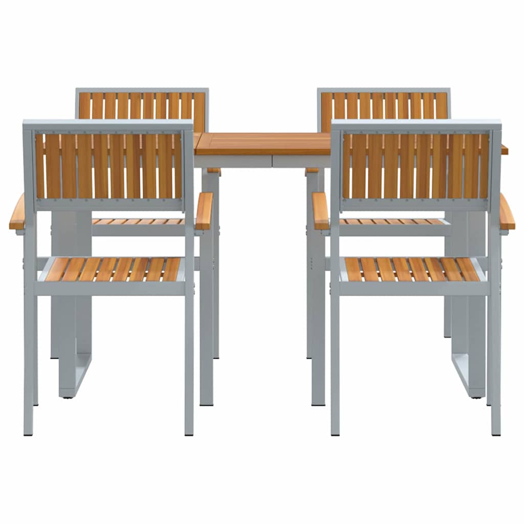 vidaXL Garden Dining Set 5 pcs Grey Solid Acacia Wood - 140 x 80 x 75 cm