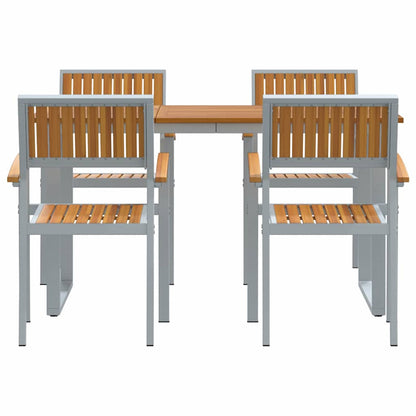 vidaXL Garden Dining Set 5 pcs Grey Solid Acacia Wood - 140 x 80 x 75 cm