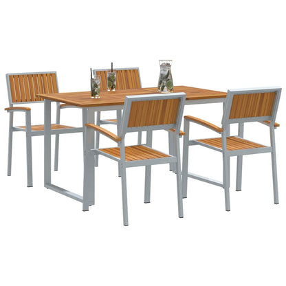 vidaXL Garden Dining Set 5 pcs Grey Solid Acacia Wood - 140 x 80 x 75 cm