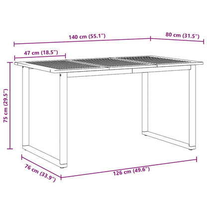 vidaXL Garden Dining Set 7 pcs Grey Solid Acacia Wood - 140 x 80 x 75 cm