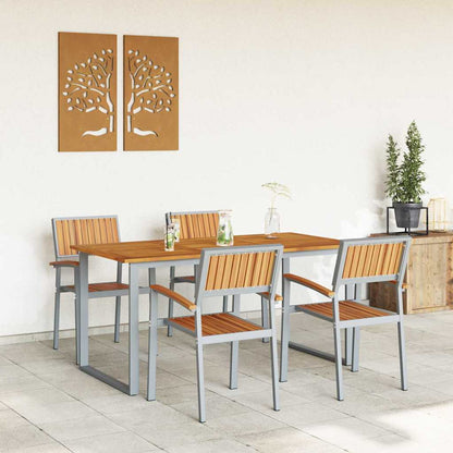 vidaXL Garden Dining Set 5 pcs Grey Solid Acacia Wood - 160 x 80 x 75 cm