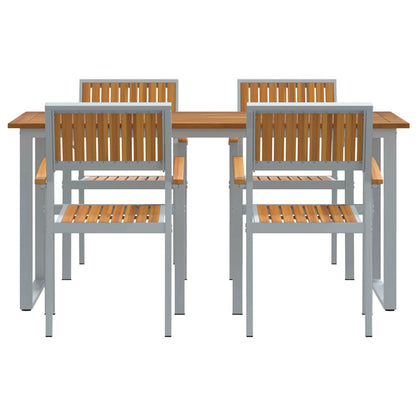 vidaXL Garden Dining Set 5 pcs Grey Solid Acacia Wood - 160 x 80 x 75 cm