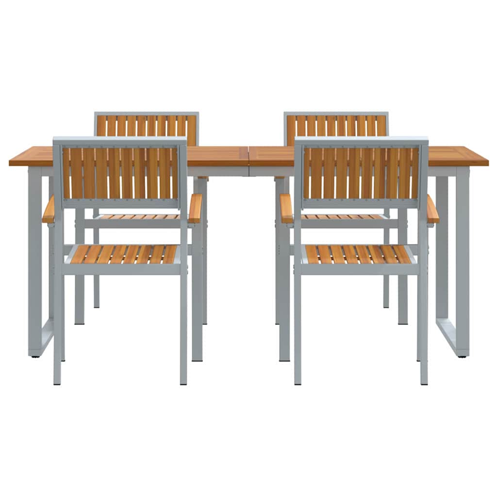 vidaXL Garden Dining Set 5 pcs Grey Solid Acacia Wood - 180 x 90 x 75 cm