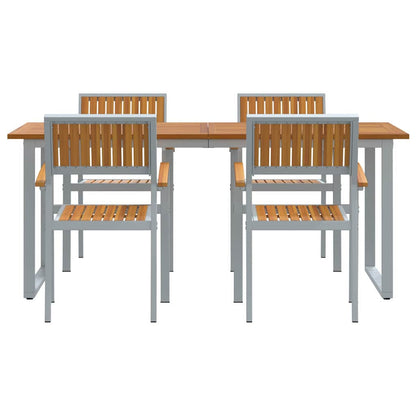 vidaXL Garden Dining Set 5 pcs Grey Solid Acacia Wood - 180 x 90 x 75 cm