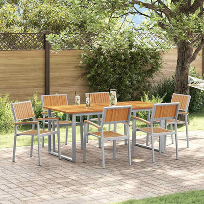 vidaXL Garden Dining Set 7 pcs Grey Solid Acacia Wood - 180 x 90 x 75 cm