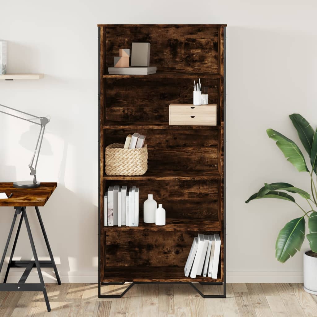 vidaXL Book Cabinet Smoked Oak 80x31x169 cm Engineered wood - Brown