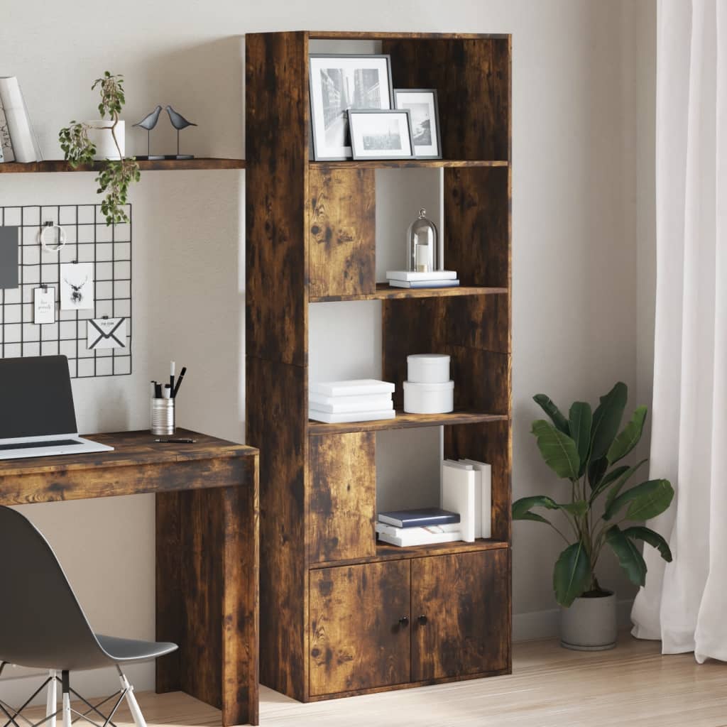 vidaXL Bookcase Smoked Oak 70x36x189 cm Engineered Wood - Brown