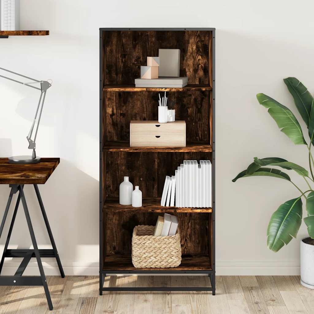 vidaXL Bookcase Smoked Oak 60x35x139 cm Engineered Wood - Brown