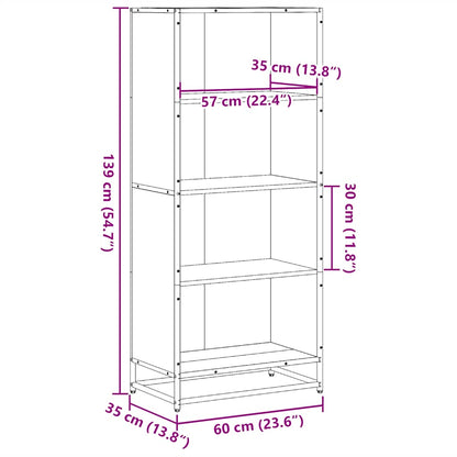 vidaXL Bookcase Grey Sonoma 60x35x139 cm Engineered Wood