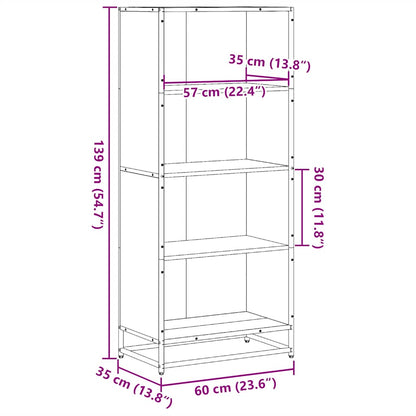 vidaXL Bookcase Brown Oak 60x35x139 cm Engineered Wood