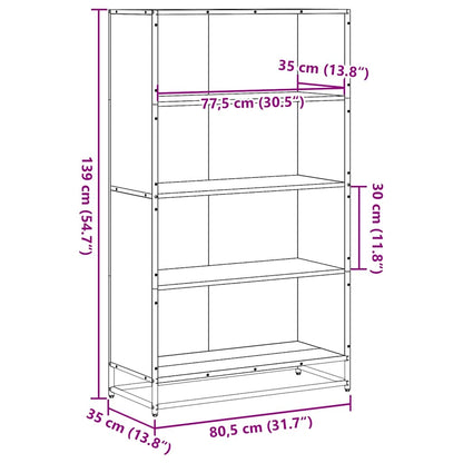 vidaXL Bookcase Sonoma Oak 80.5x35x139 cm Engineered Wood - Brown
