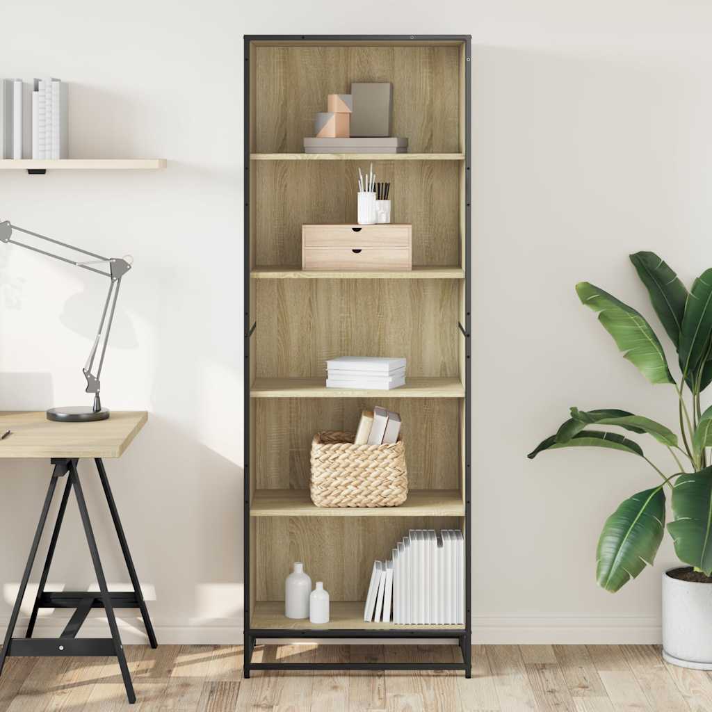 vidaXL Bookcase Sonoma Oak 60x35x170.5 cm Engineered Wood - Brown
