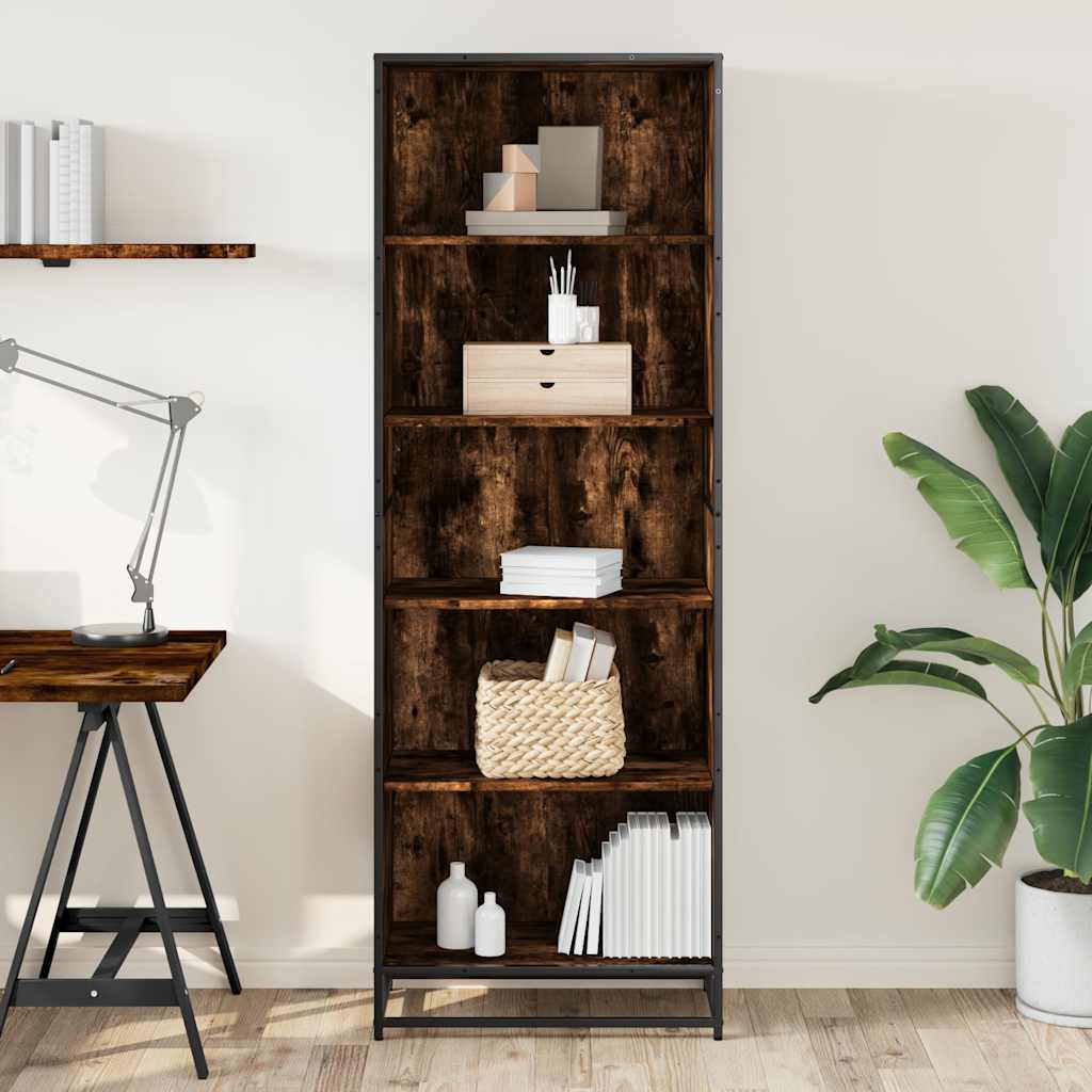vidaXL Bookcase Smoked Oak 60x35x170.5 cm Engineered Wood - Brown