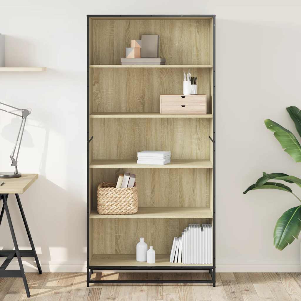 vidaXL Bookcase Sonoma Oak 80.5x35x170.5 cm Engineered Wood - Brown