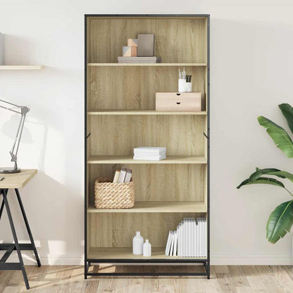 vidaXL Bookcase Sonoma Oak 80.5x35x170.5 cm Engineered Wood - Brown