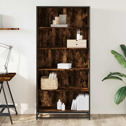 vidaXL Bookcase Smoked Oak 80.5x35x170.5 cm Engineered Wood - Brown