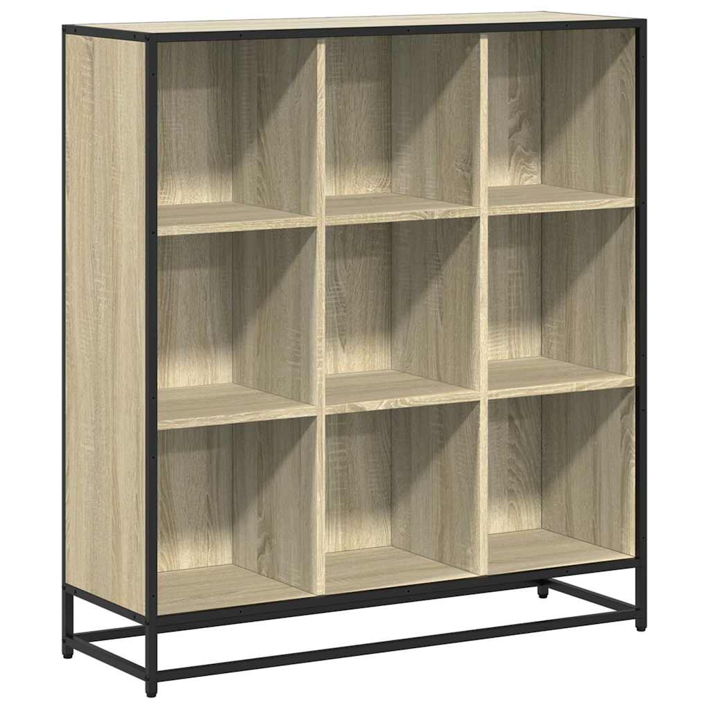 vidaXL Bookcase Sonoma Oak 97.5x33x107.5 cm Engineered Wood and Metal - Brown