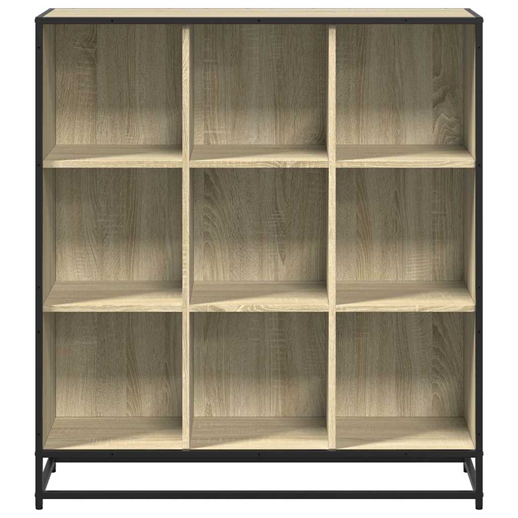 vidaXL Bookcase Sonoma Oak 97.5x33x107.5 cm Engineered Wood and Metal - Brown