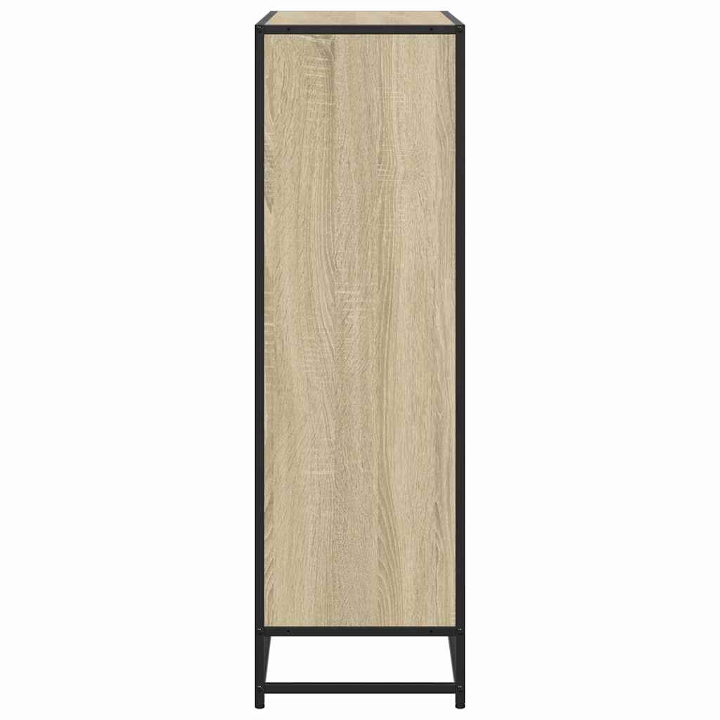 vidaXL Bookcase Sonoma Oak 97.5x33x107.5 cm Engineered Wood and Metal - Brown