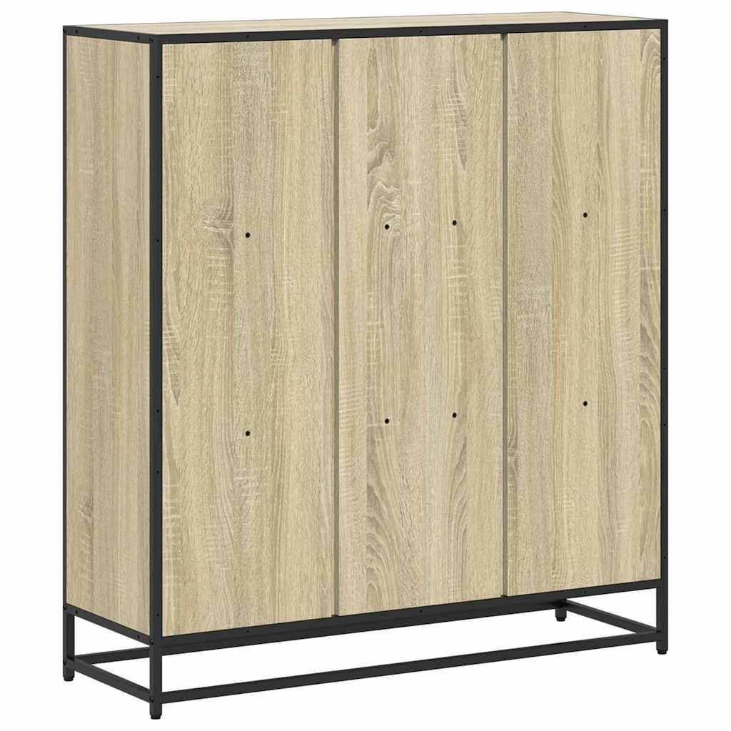 vidaXL Bookcase Sonoma Oak 97.5x33x107.5 cm Engineered Wood and Metal - Brown