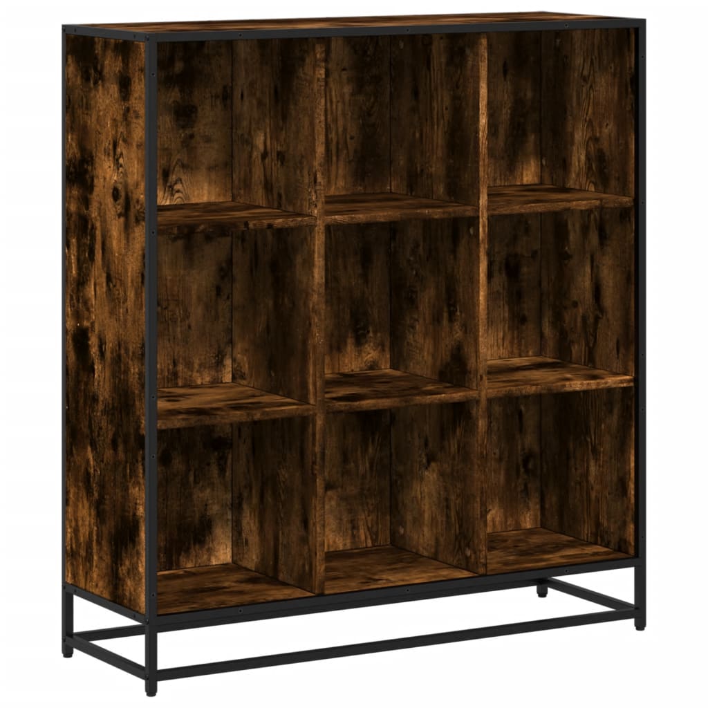 vidaXL Bookcase Smoked Oak 97.5x33x107.5 cm Engineered Wood and Metal - Brown