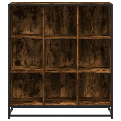 vidaXL Bookcase Smoked Oak 97.5x33x107.5 cm Engineered Wood and Metal - Brown