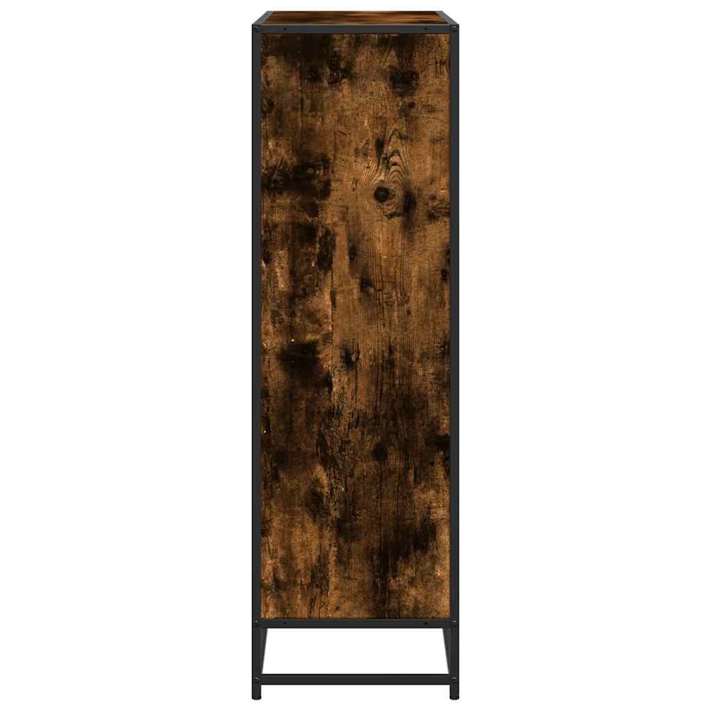 vidaXL Bookcase Smoked Oak 97.5x33x107.5 cm Engineered Wood and Metal - Brown