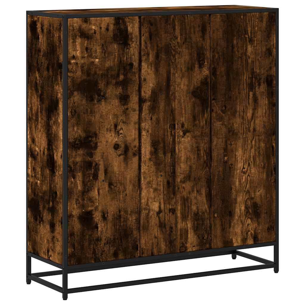 vidaXL Bookcase Smoked Oak 97.5x33x107.5 cm Engineered Wood and Metal - Brown