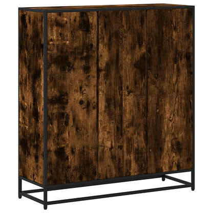 vidaXL Bookcase Smoked Oak 97.5x33x107.5 cm Engineered Wood and Metal - Brown