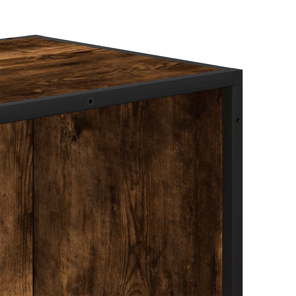 vidaXL Bookcase Smoked Oak 97.5x33x107.5 cm Engineered Wood and Metal - Brown