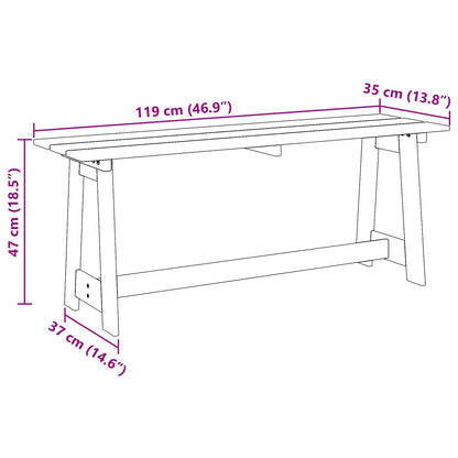 vidaXL Outdoor Bench Brown 119 x 37 x 47 cm Solid Pine Wood