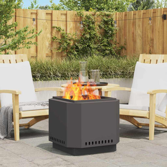 vidaXL Smokeless Fire Pit Black 58 x 58 x 51 cm Cold-rolled Steel