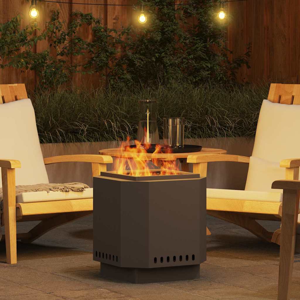 vidaXL Smokeless Fire Pit Black 48 x 48 x 51 cm Steel