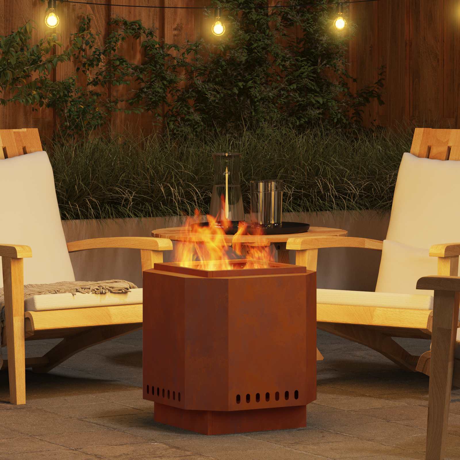 vidaXL Smokeless Fire Pit Rusty 48 x 48 x 51 cm Weathering Steel - Brown