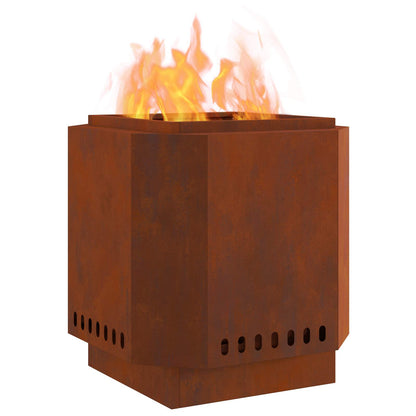 vidaXL Smokeless Fire Pit Rusty 48 x 48 x 51 cm Weathering Steel - Brown