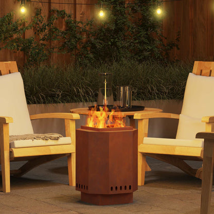 vidaXL Smokeless Fire Pit Brown 38 x 38 x 51 cm Weathering Steel