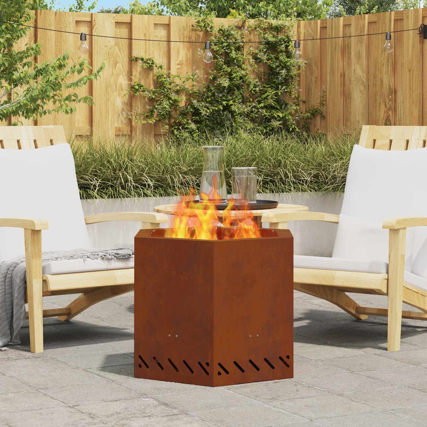 vidaXL Smokeless Fire Pit Brown 58 x 58 x 51 cm Weathering Steel - 10744