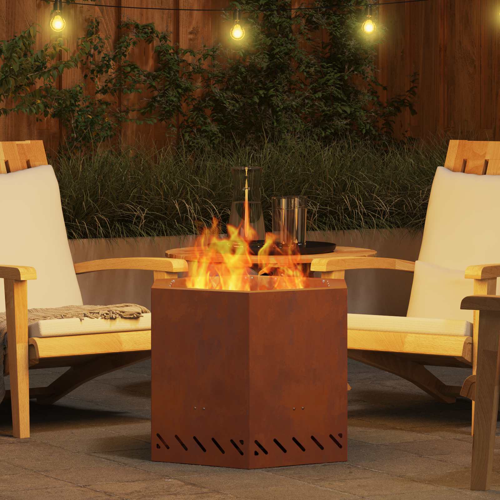 vidaXL Smokeless Fire Pit Brown 58 x 58 x 51 cm Weathering Steel - 10744