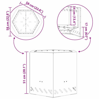 vidaXL Smokeless Fire Pit Brown 58 x 58 x 51 cm Weathering Steel - 10744