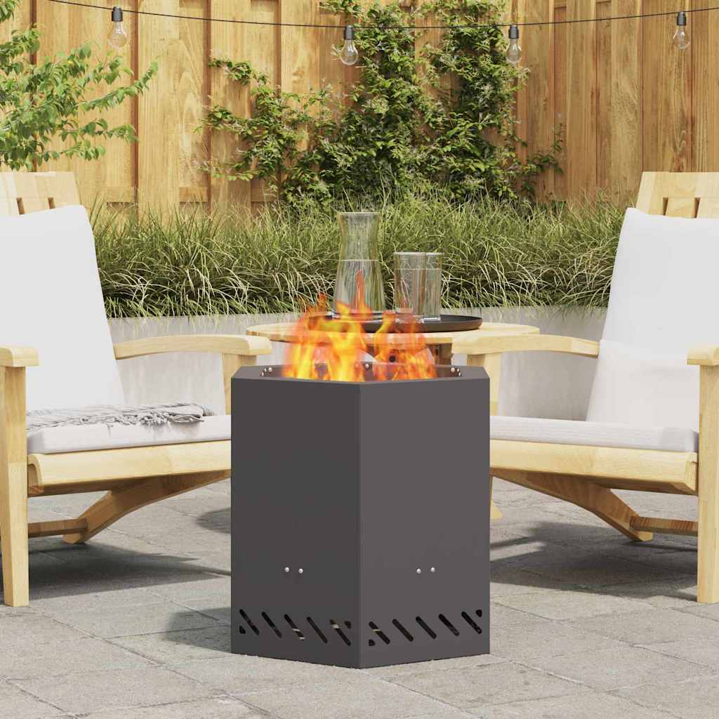 vidaXL Smokeless Fire Pit Black 48 x 48 x 51 cm Steel - 10749