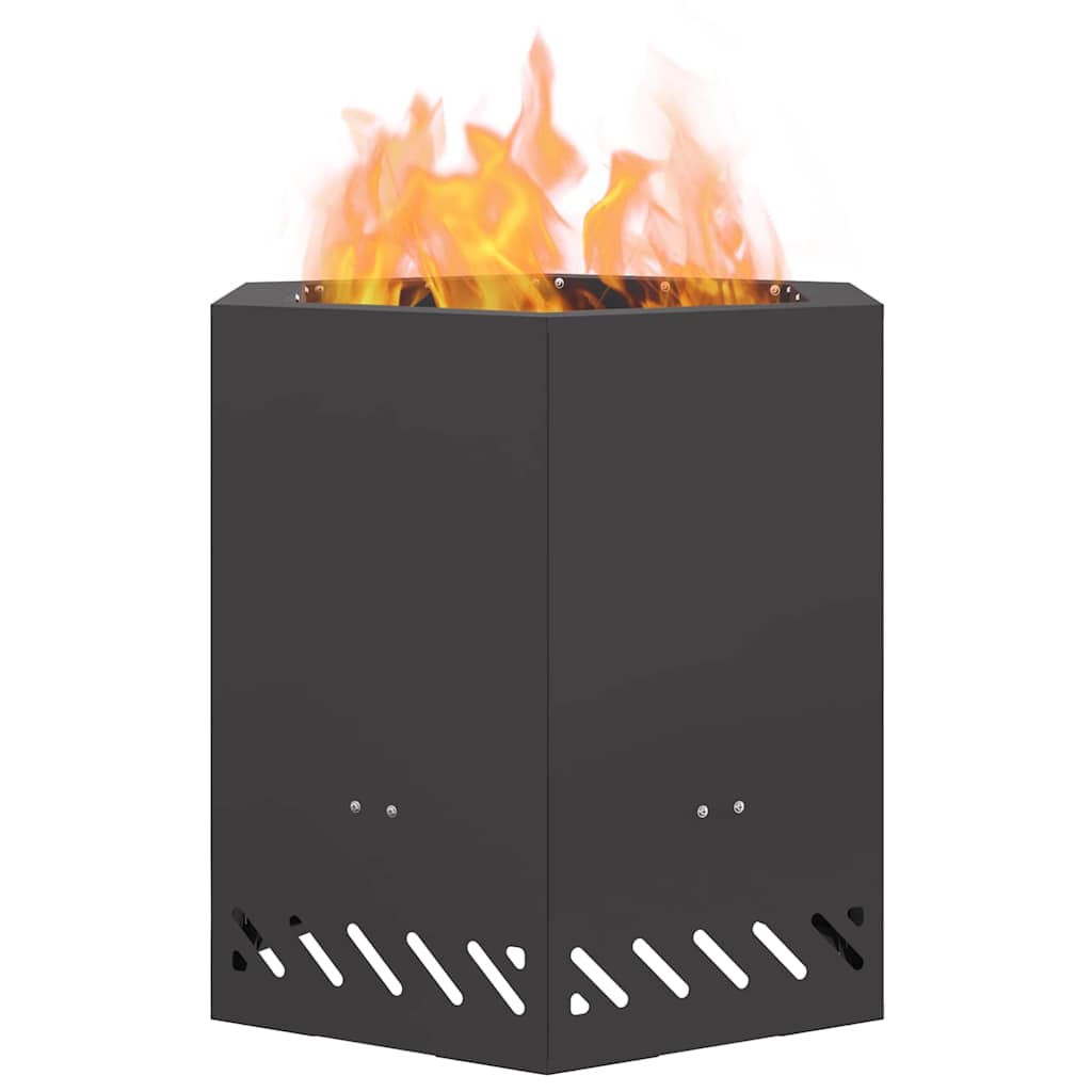 vidaXL Smokeless Fire Pit Black 48 x 48 x 51 cm Steel - 10749