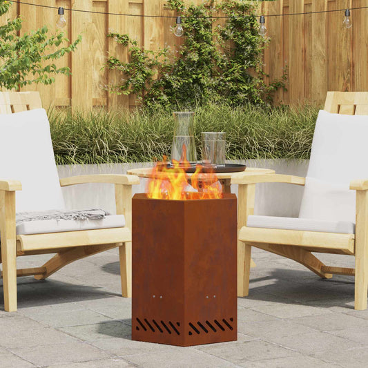 vidaXL Smokeless Fire Pit Brown 38 x 38 x 51 cm Weathering Steel - 10758