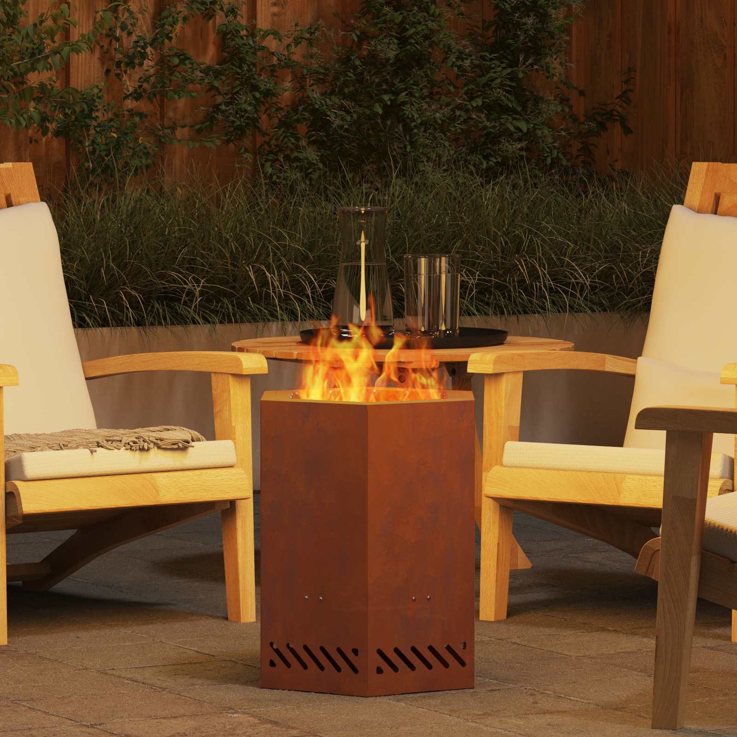 vidaXL Smokeless Fire Pit Brown 38 x 38 x 51 cm Weathering Steel - 10758