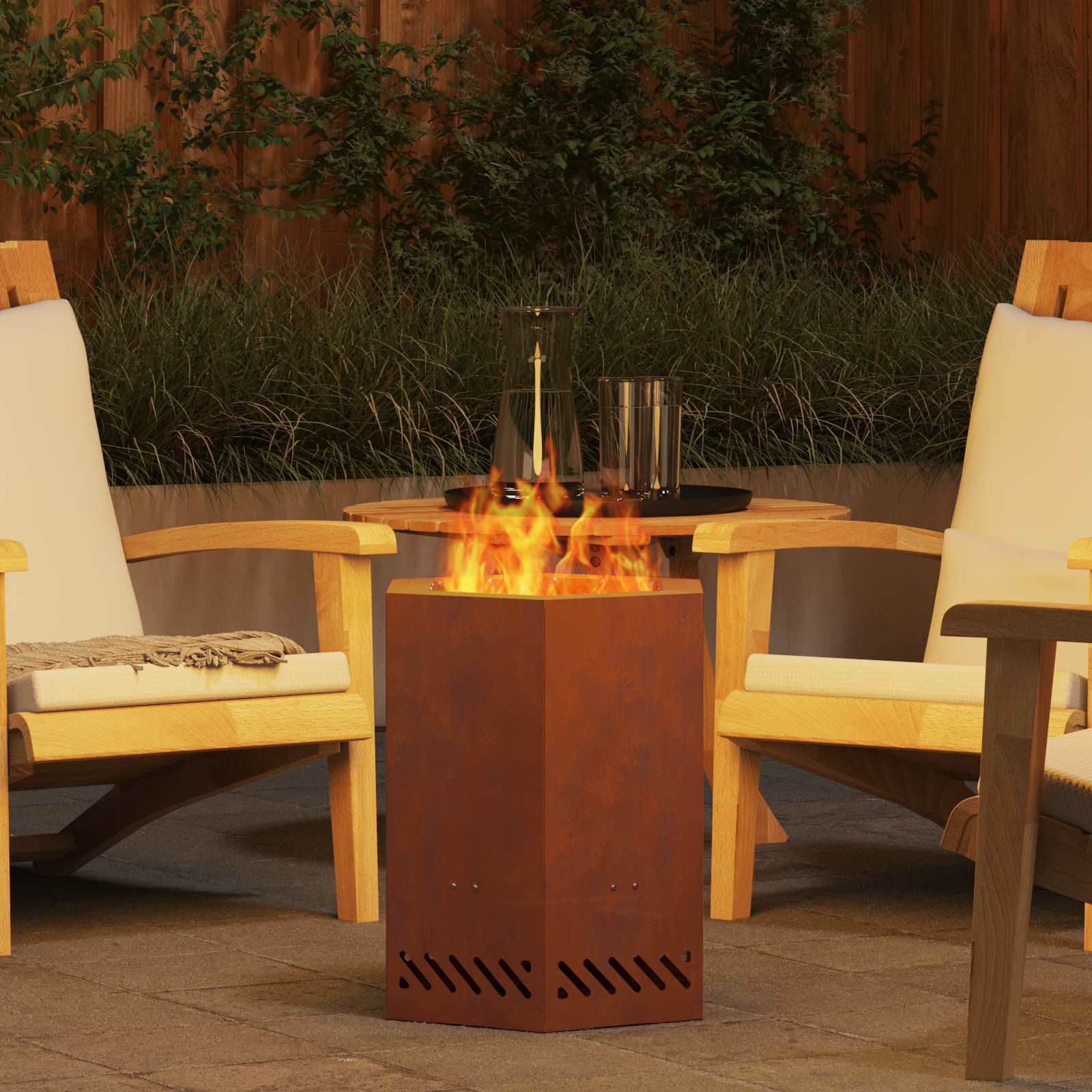 vidaXL Smokeless Fire Pit Brown 38 x 38 x 51 cm Weathering Steel - 10758