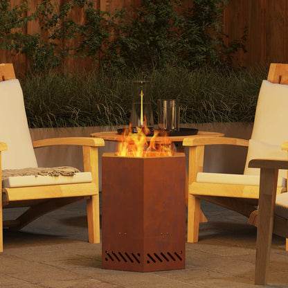 vidaXL Smokeless Fire Pit Brown 38 x 38 x 51 cm Weathering Steel - 10758