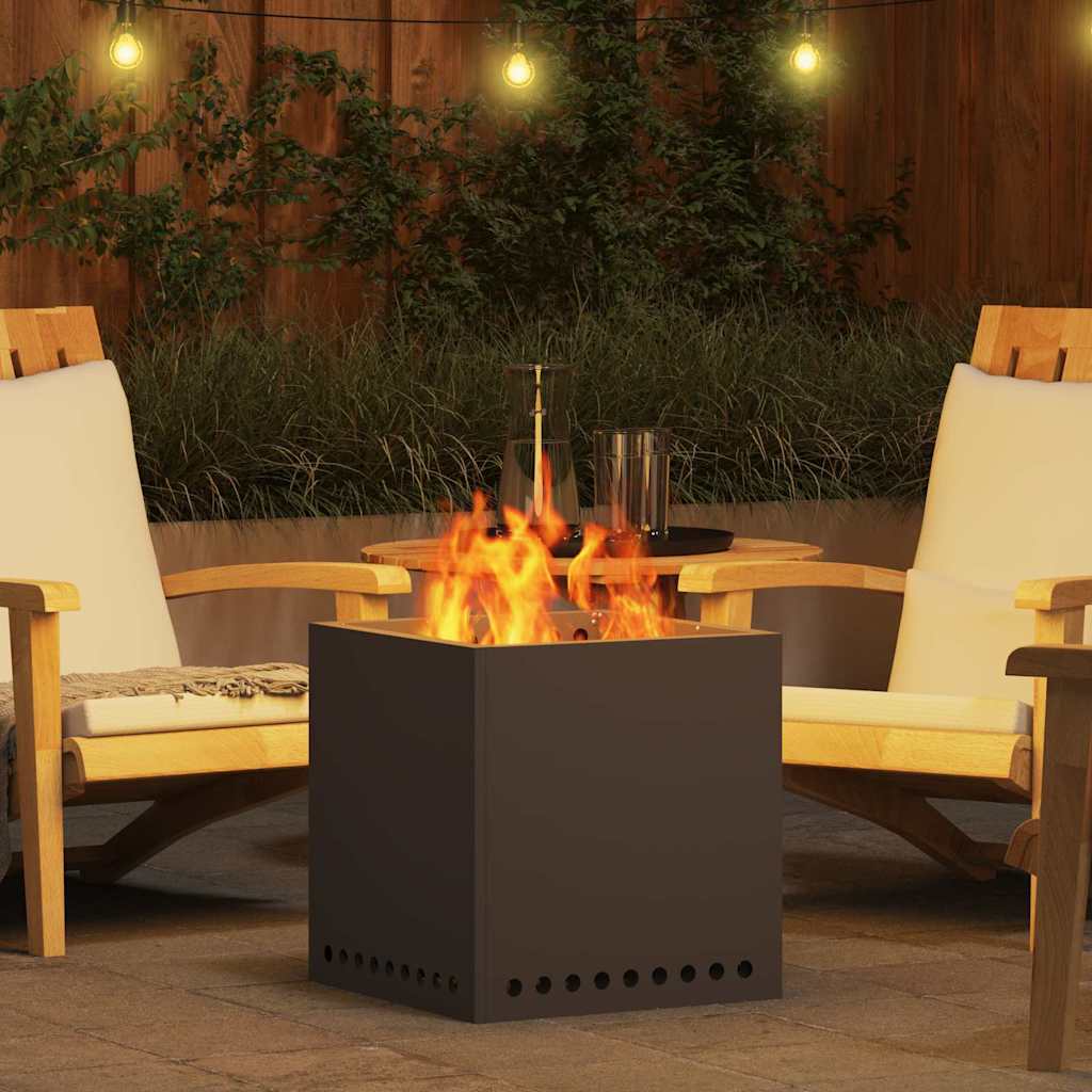 vidaXL Smokeless Fire Pit Black 48 x 48 x 50 cm Steel