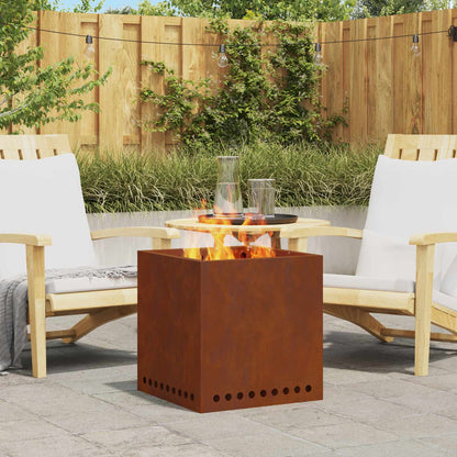 vidaXL Smokeless Fire Pit Brown 48 x 48 x 50 cm Weathering Steel