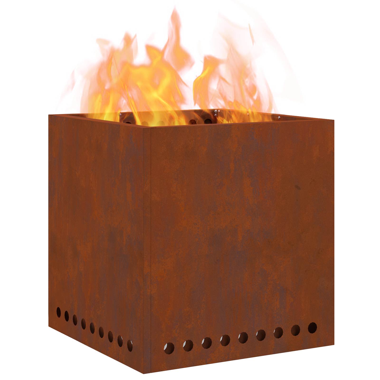 vidaXL Smokeless Fire Pit Brown 48 x 48 x 50 cm Weathering Steel