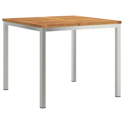 vidaXL Dining Table 90x90x75 cm Solid Acacia Wood and Stainless Steel - Brown