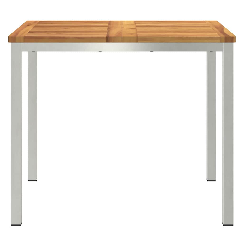vidaXL Dining Table 90x90x75 cm Solid Acacia Wood and Stainless Steel - Brown